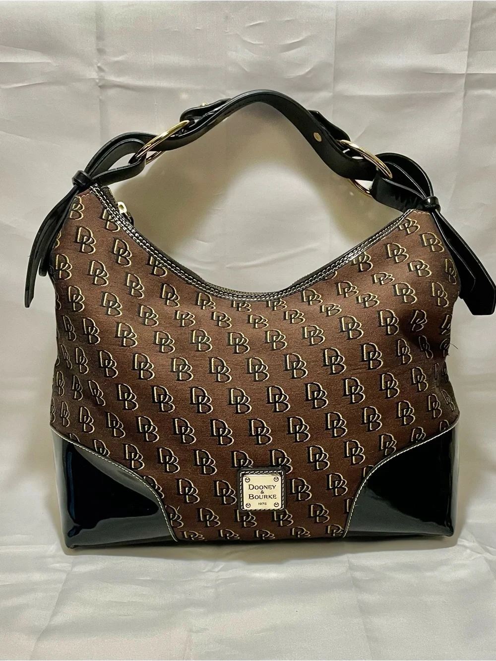 Dooney & Bourke Nikki Shadow Signature Monogram Hobo Bag, EUC